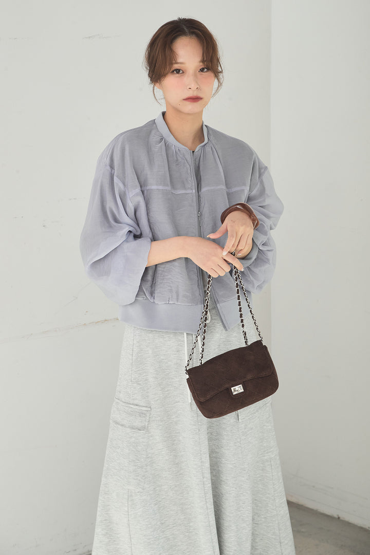 [SET]シアー×ポンチブルゾン+リラックススウェットスカート(2set)