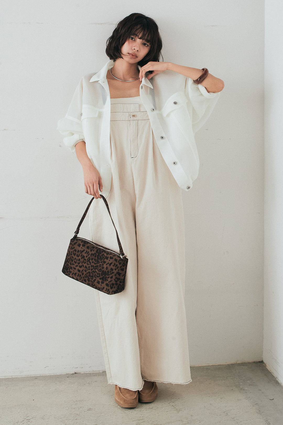 [SET]シアーダンボールサイドドロストジャケット+綿ツイルアシメサロペット(2set)