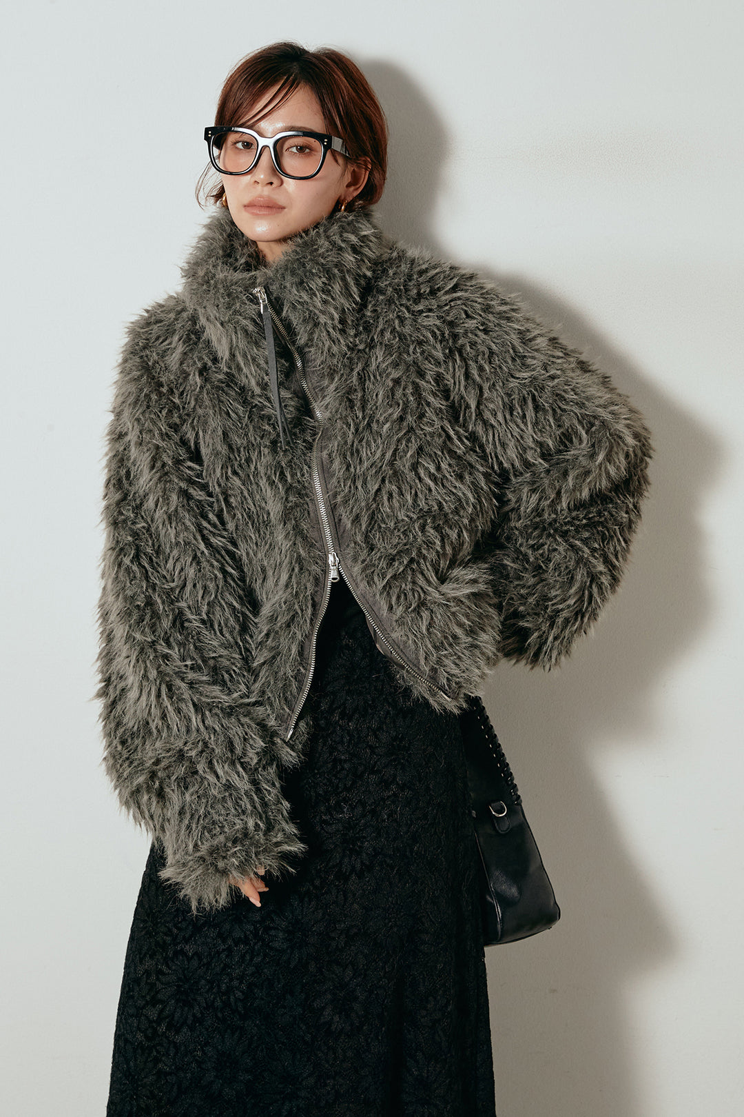 【着回しセット】[SET]ミックスシープファースタンドブルゾン+花柄刺繍ベロアフレアスカート+フェイクウールタックトラウザーズパンツ(3set)