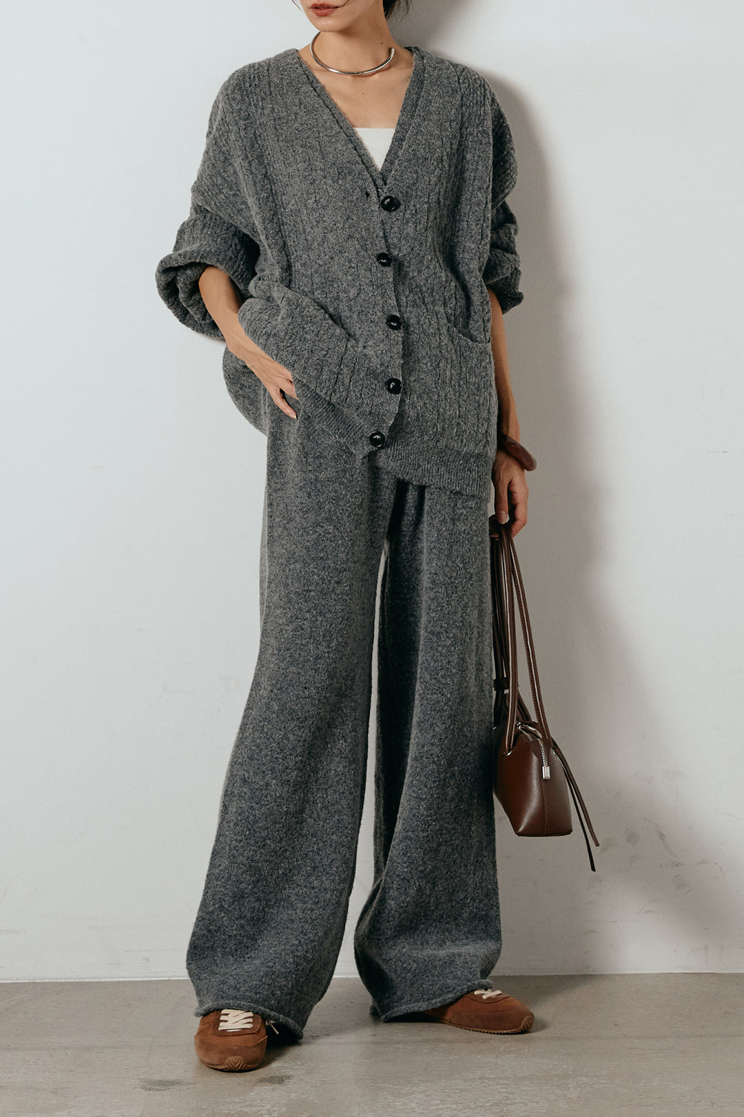 [SET]3ピースフロントボタンニットSETUP