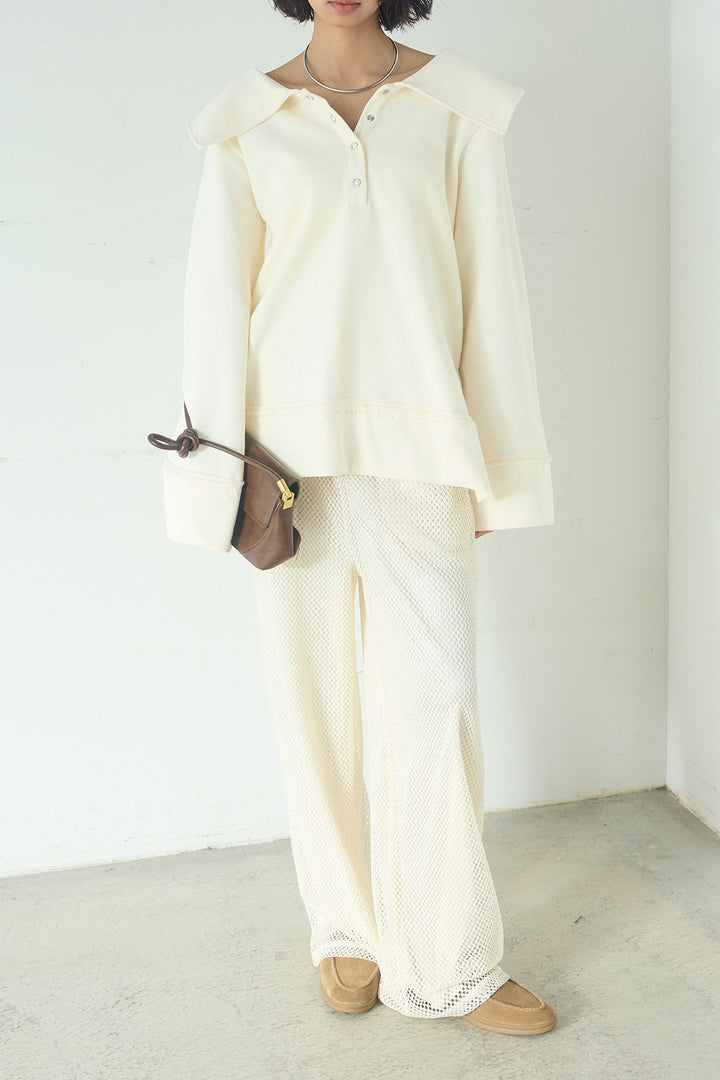 [SET]ビッグカラー2WAYスウェットトップス+メッシュリラックスパンツ(2set)