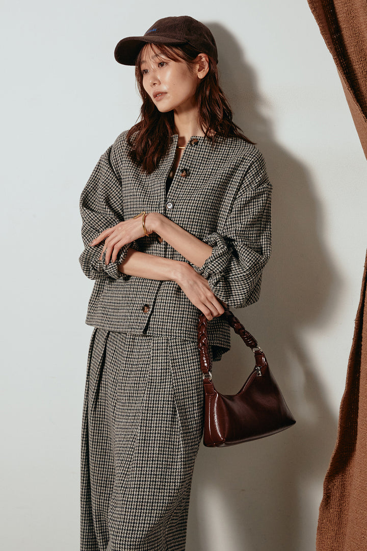 [SET]ノーカラーガンクラブチェックジャケット+ガンクラブチェックタックパンツ(2set)