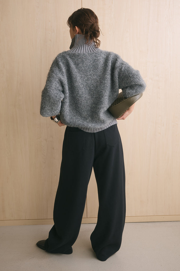 [SET]ブークレーハイネックニットジャケット+ナポレオンディテールカーブパンツ(2set)