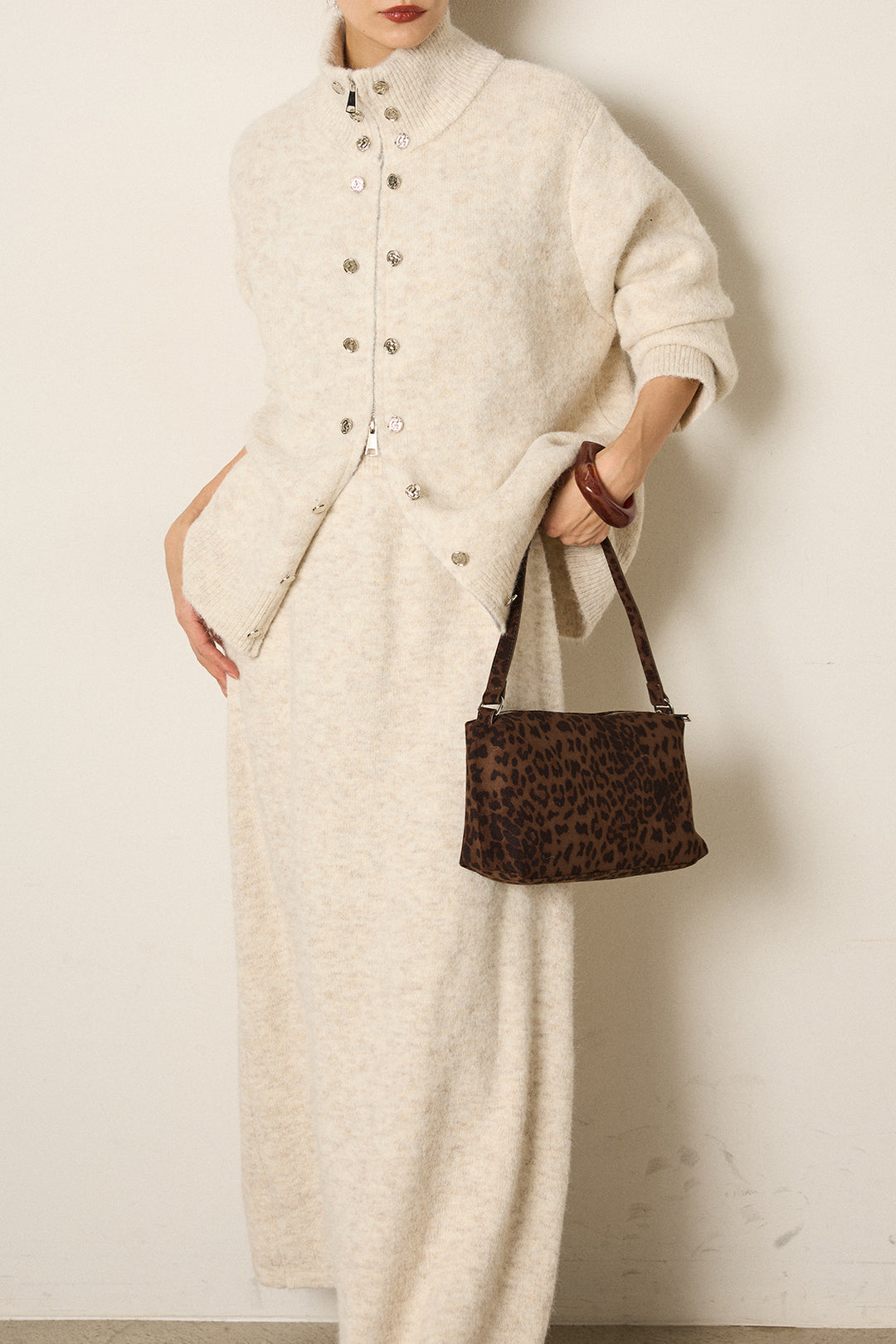 [SET]ハイネックメタルプレートニットスカートSETUP