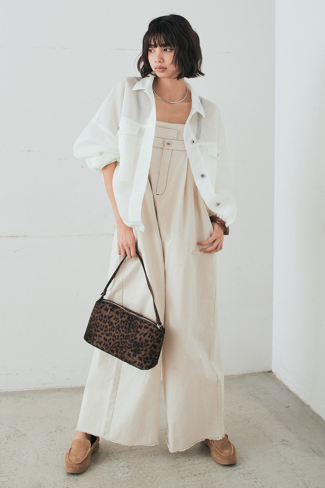 [SET]シアーダンボールサイドドロストジャケット+綿ツイルアシメサロペット(2set)