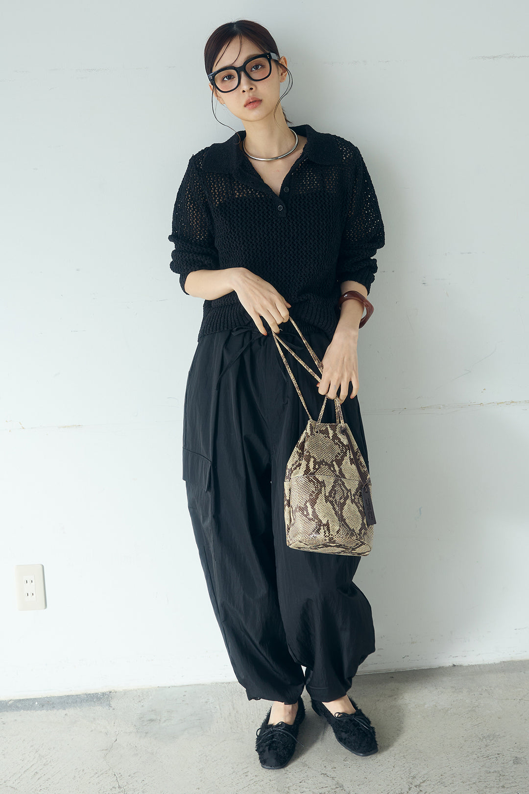 [SET]ミックスメッシュポロニット+撥水ジョガーパンツ(2set)