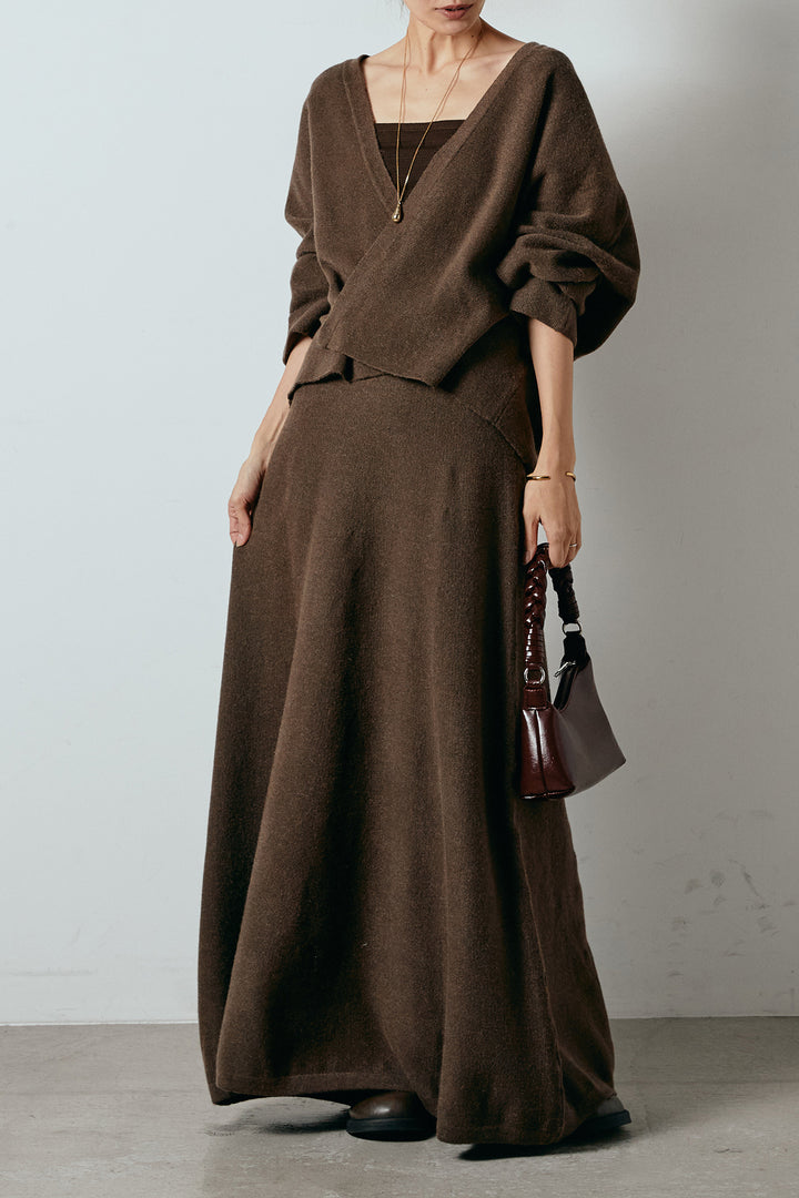 [SET]カシュクールニットカーディガン+ニットロングスカート(2set)