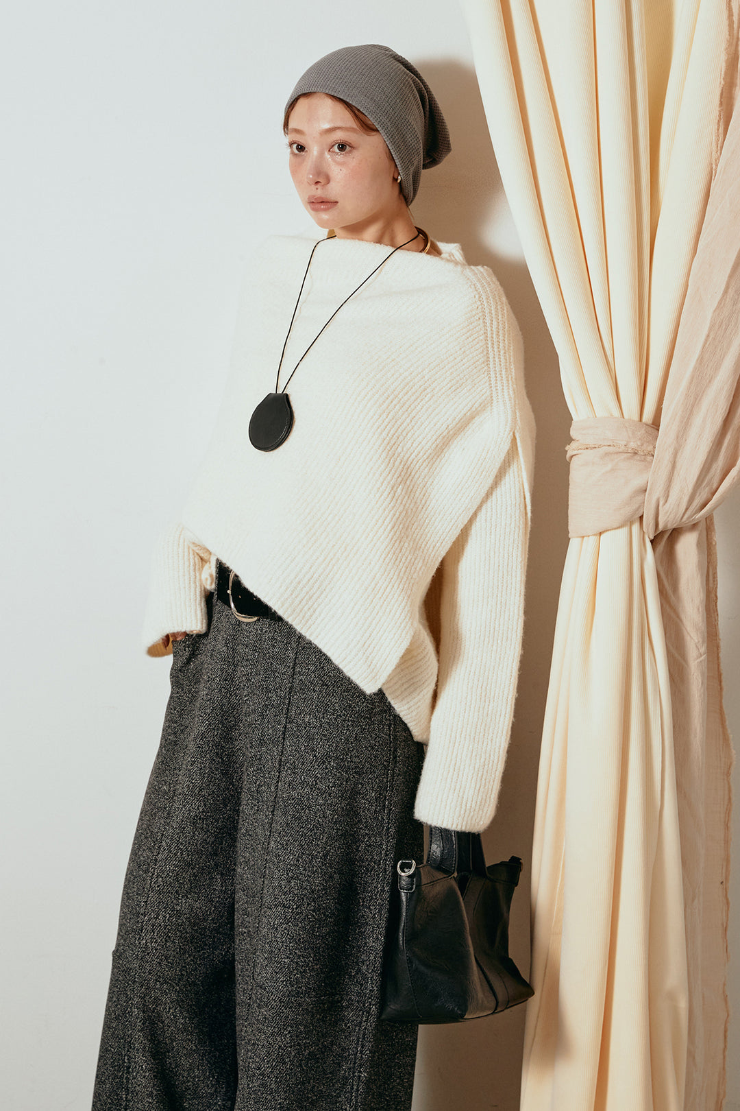 【着回しセット】[SET]ケープデザインリブニットトップス+ケープデザインリブニットトップス(2set)