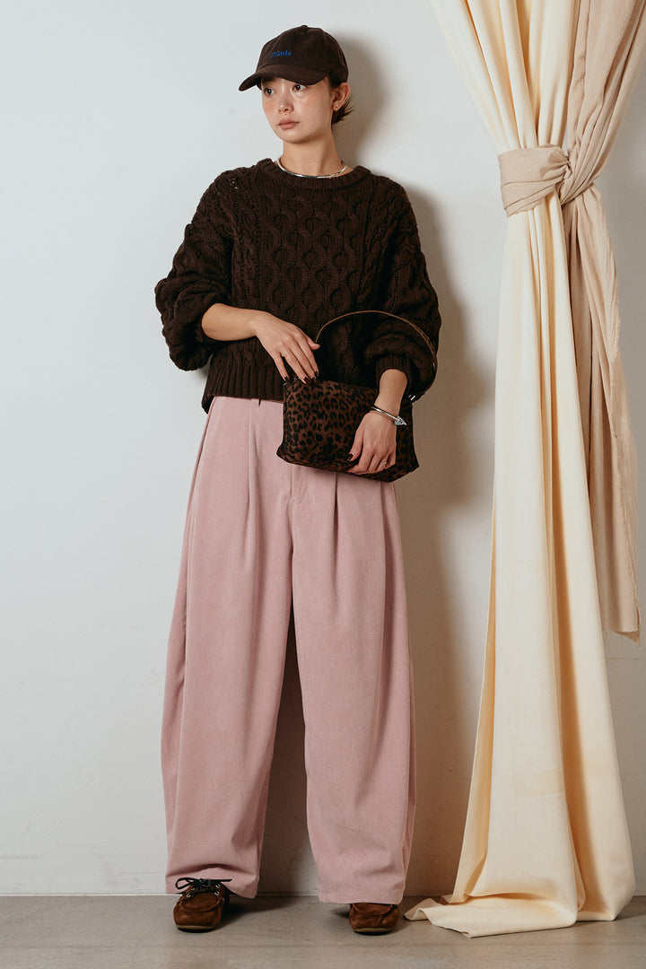 [SET]バルキーケーブルプルオーバー+コーデュロイサイドタックコクーンパンツ(2set)