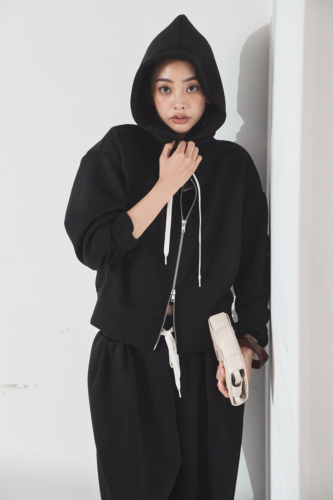 [SET]スウェットドルマンジップフードパーカー+スウェットコクーンイージーパンツ(2set)