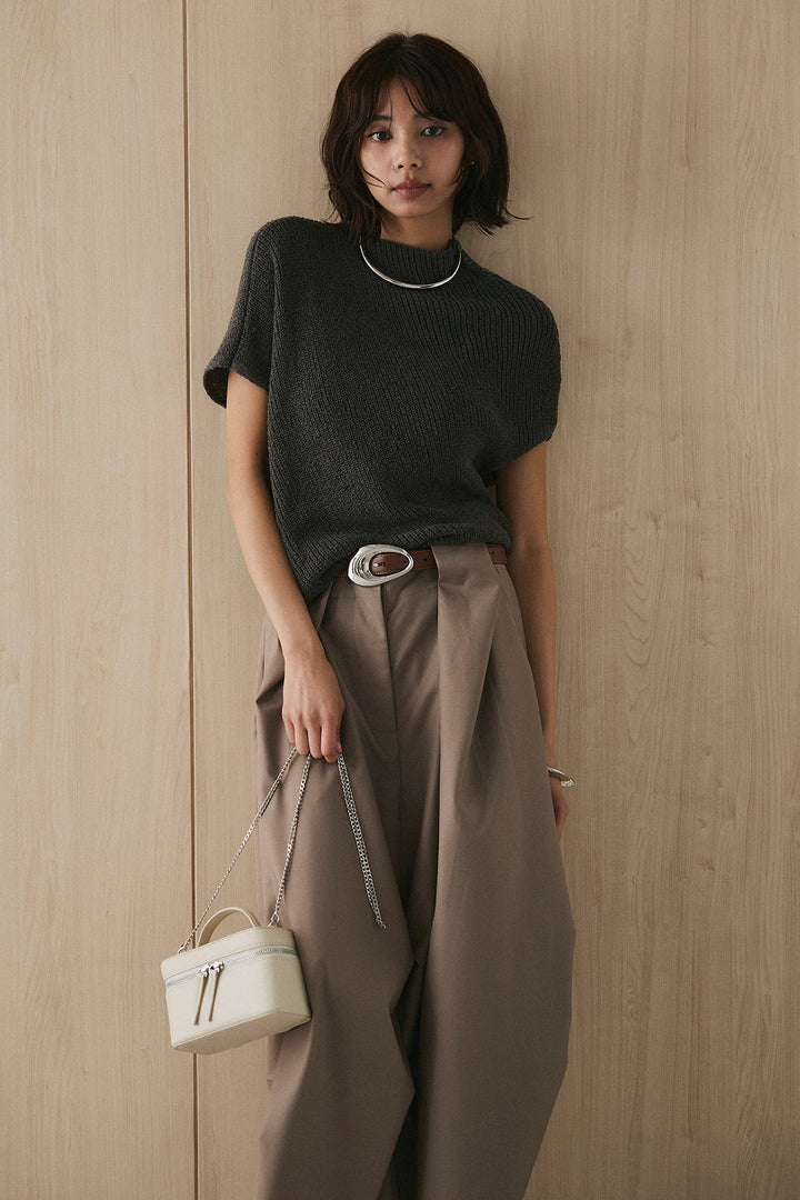 [SET]フレンチリブニットプルオーバー+ベルトループワイドパンツ(2set)