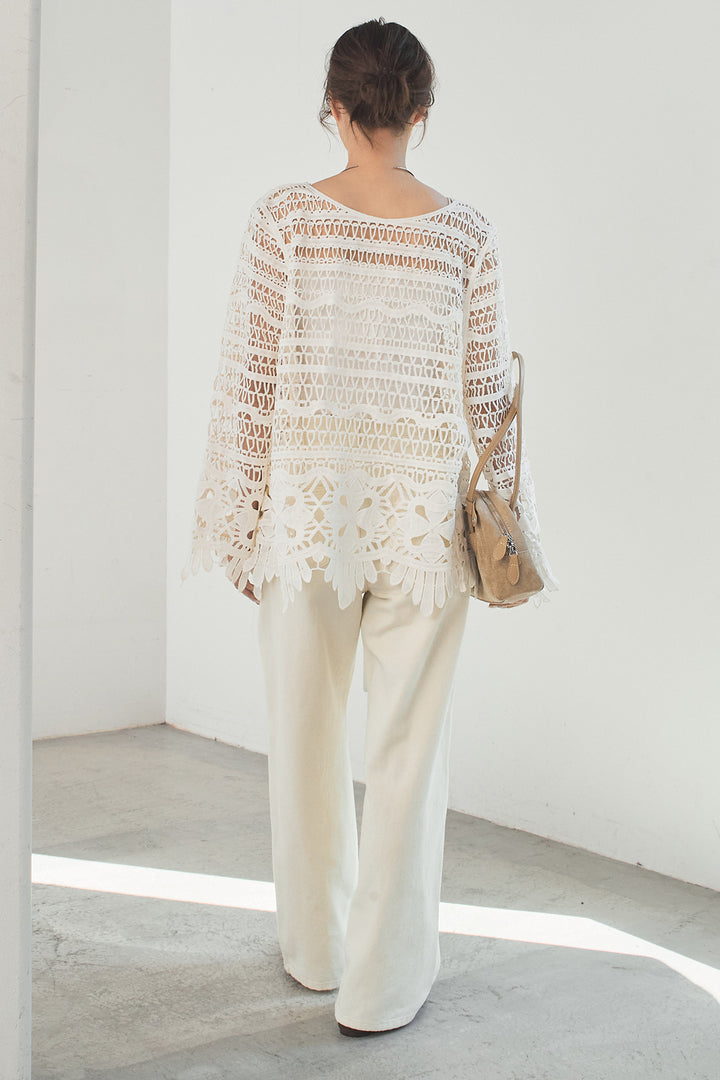 [SET]裾デザインメッシュプルオーバー+スプリングカラーデニムパンツ(2set)