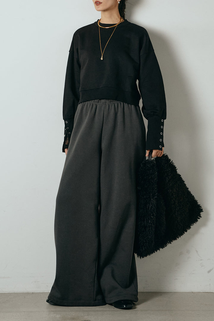 [SET]裏毛バックオープンプルオーバー+ストレッチレースクルーネックインナー(2set)