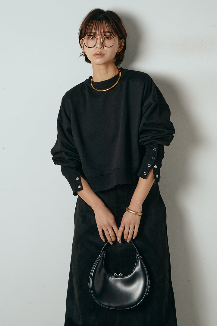 [SET]裏毛バックオープンプルオーバー+エコスウェードワイドスカート(2set)