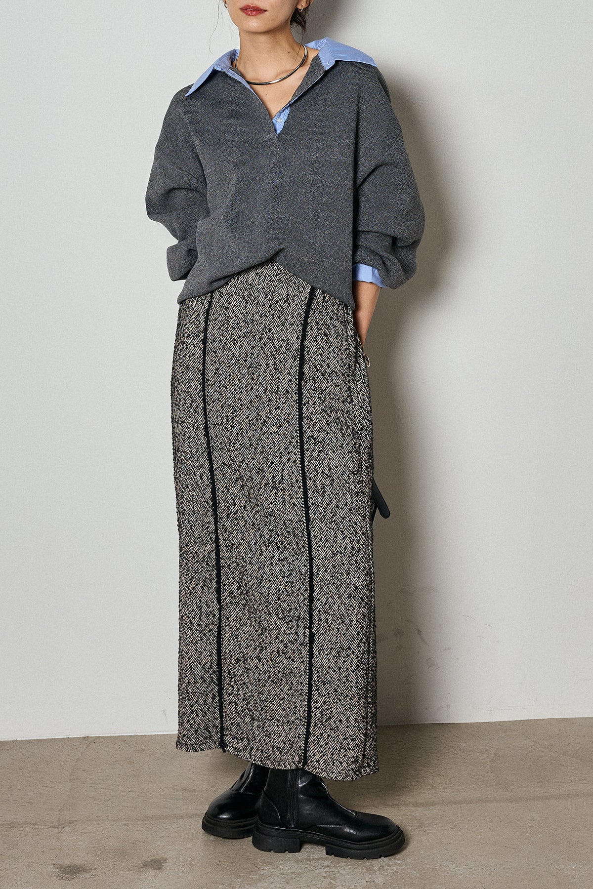 新品未使用 ESICAポケットデザインデニムオールインワン グレー