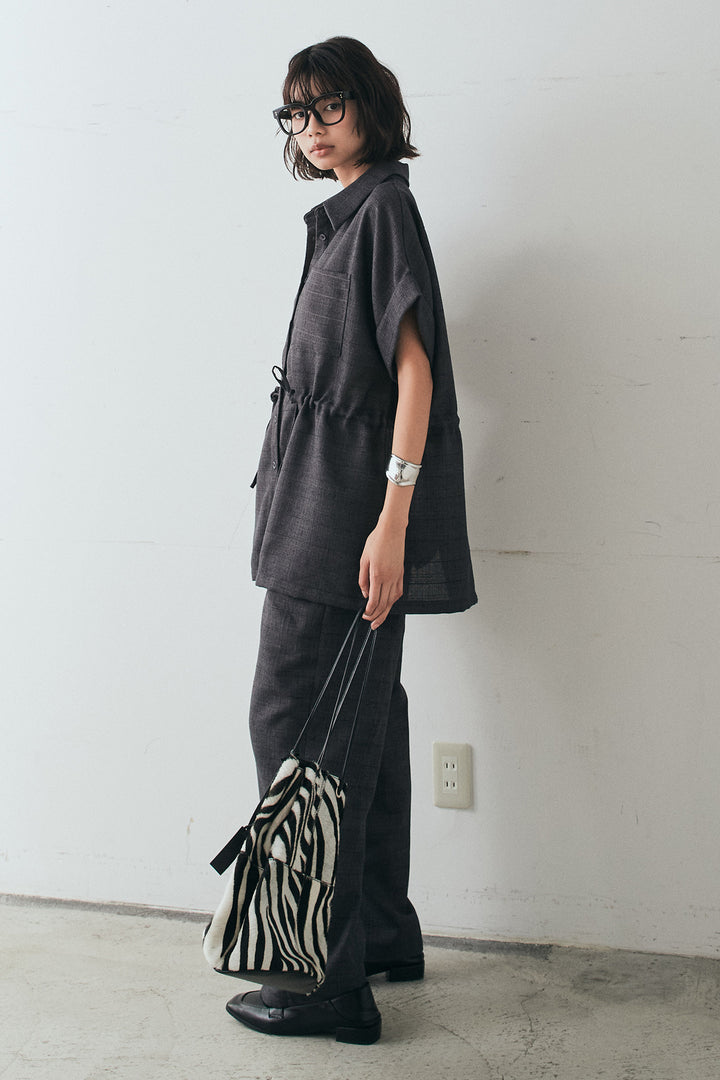 [SET]ツイードウエストドロストシャツ+ツイードタックパンツ(2set)