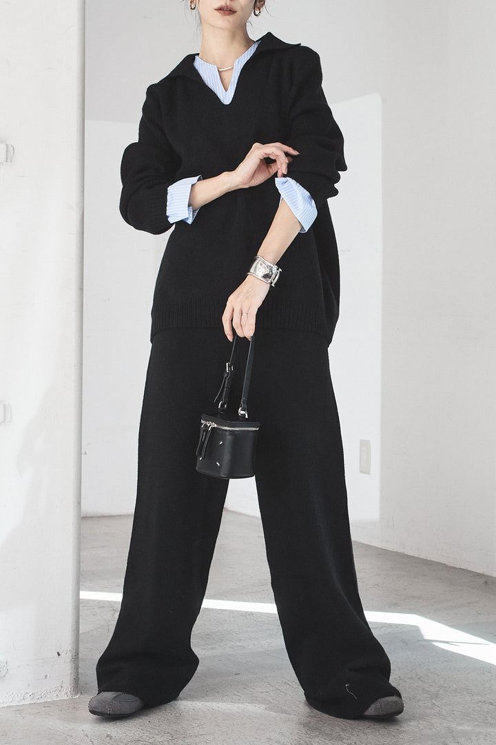 [SET]ストライプドッキングニットポロSETUP