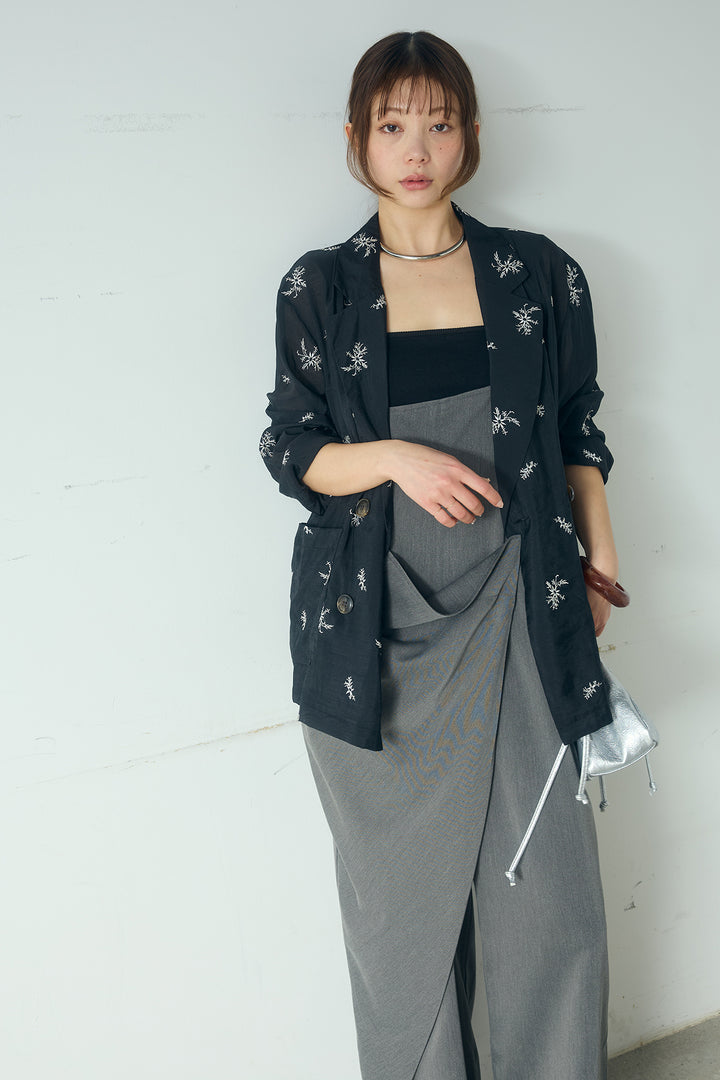 [SET]シアー刺繍ダブルジャケット+ラップオールインワン(2set)