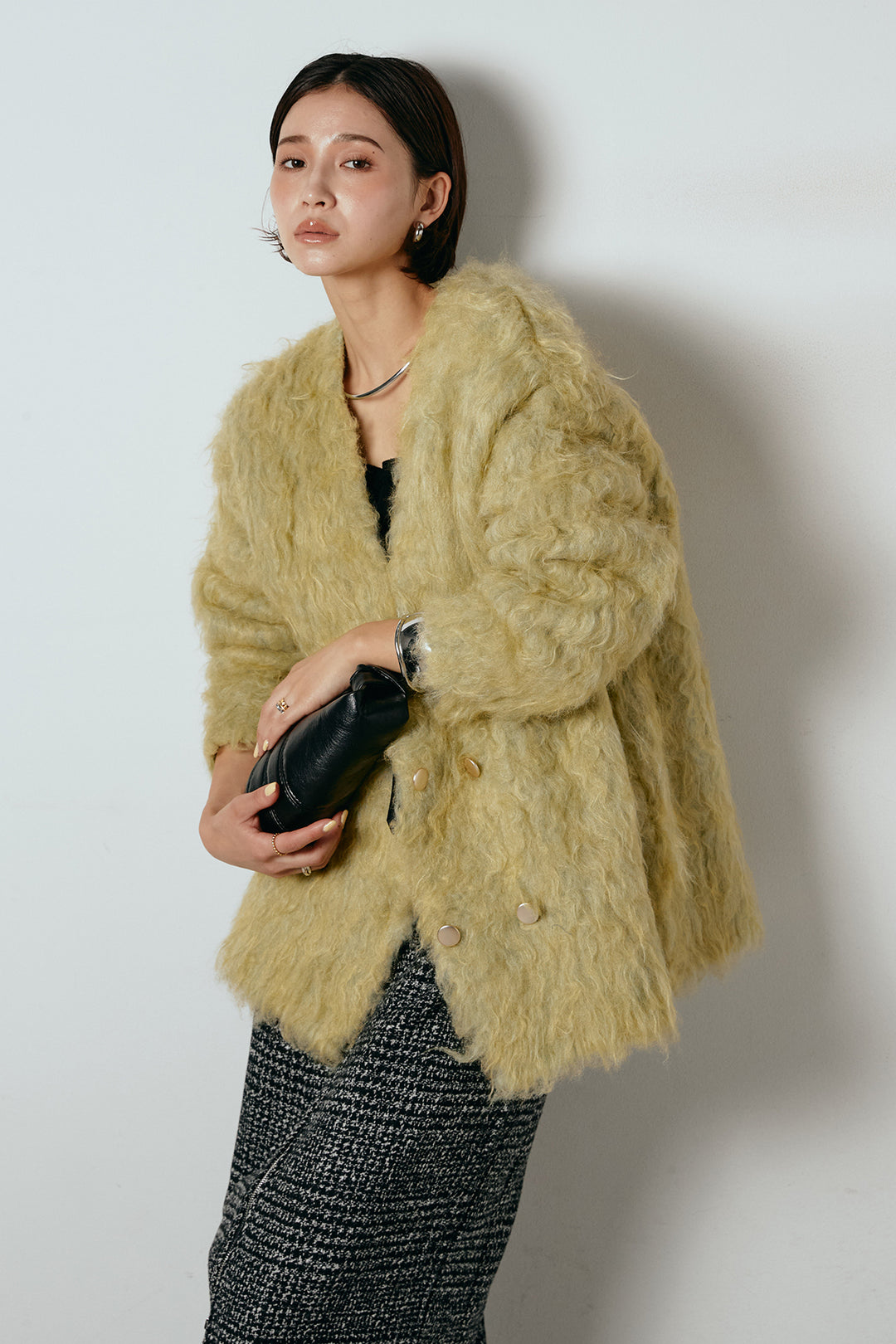 ウェーブシャギーニットジャケット