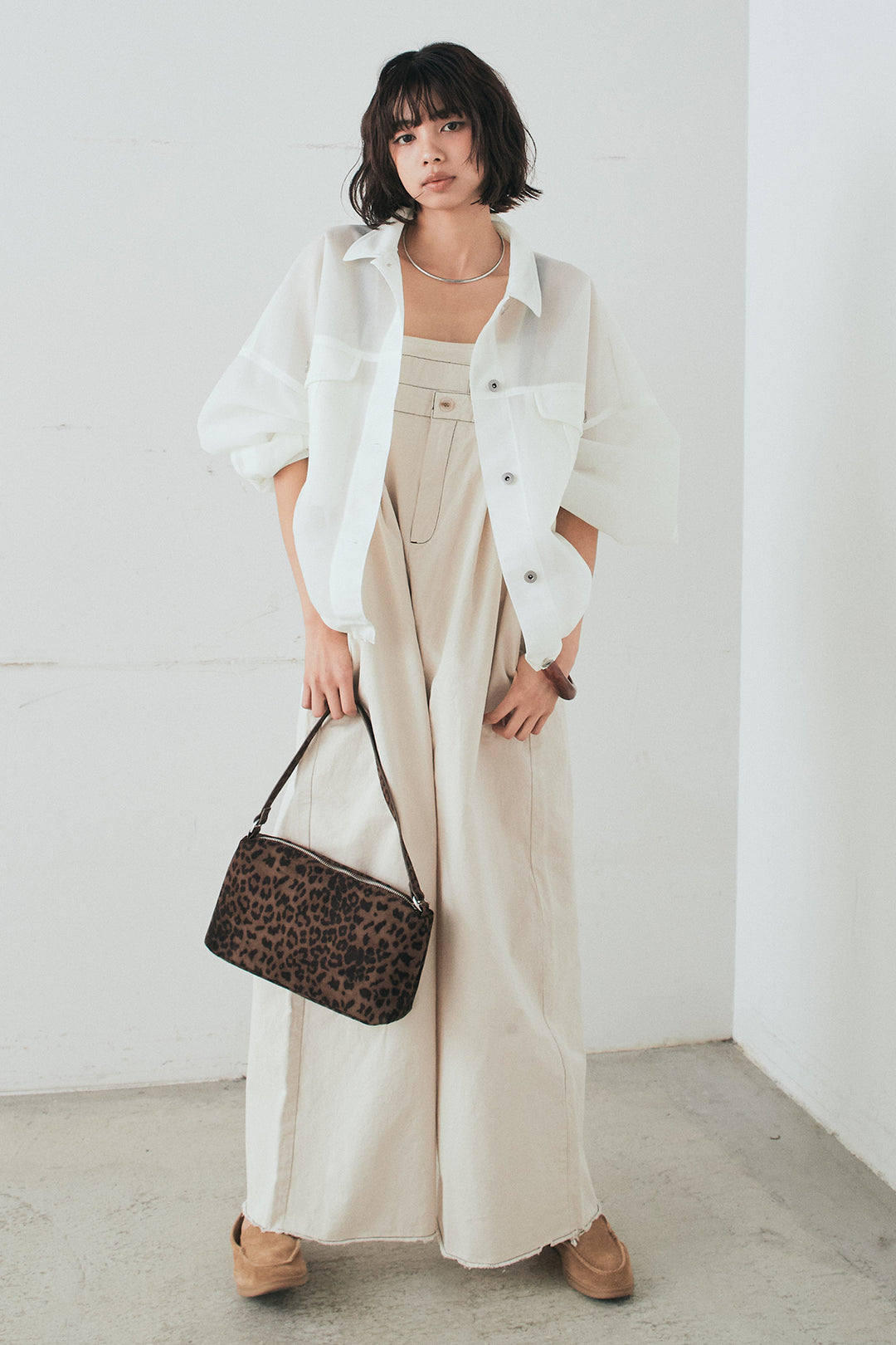 [SET]シアーダンボールサイドドロストジャケット+綿ツイルアシメサロペット(2set)