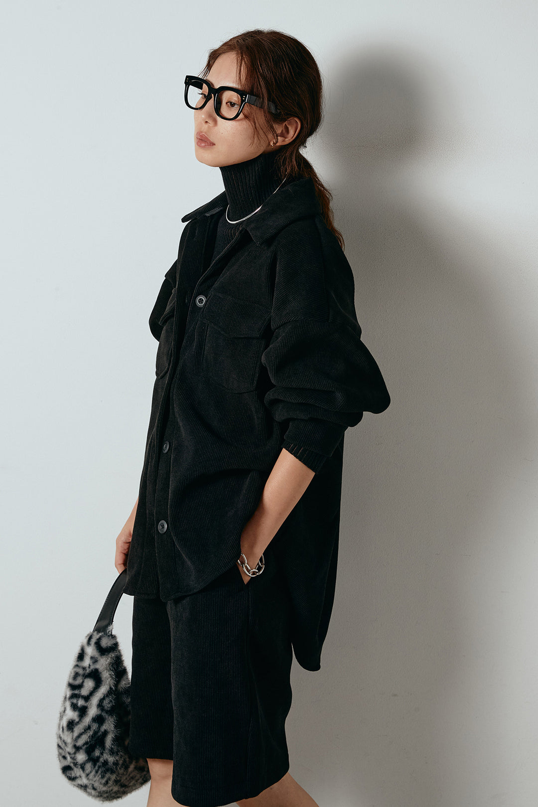 [SET]襟付きコーデュロイポケットシャツ+リラックスコーデュロイハーフパンツ(2set)
