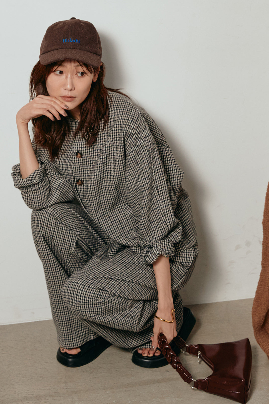 [SET]ノーカラーガンクラブチェックジャケット+ガンクラブチェックタックパンツ(2set)