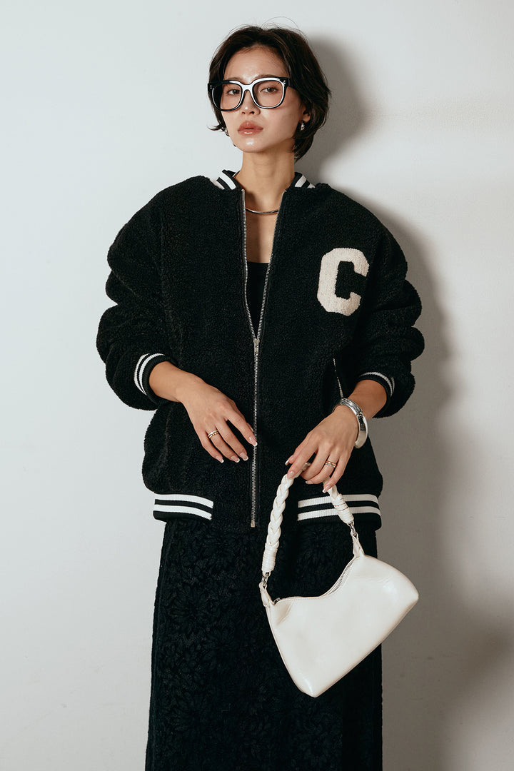 [SET]ロゴスタジャンボアブルゾン+花柄刺繍ベロアフレアスカート(2set)