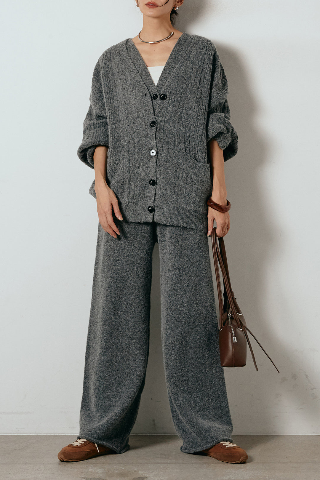 [SET]3ピースフロントボタンニットSETUP