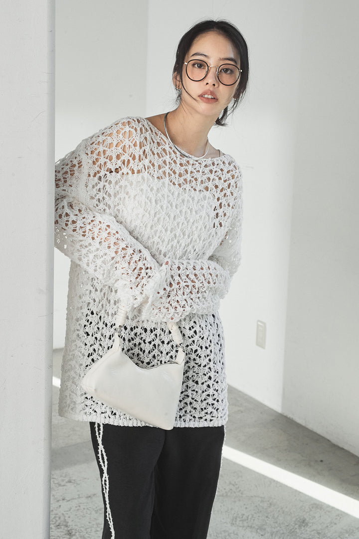 [SET]リラックスメッシュニットトップス+刺繡テープラインパンツ(2set)