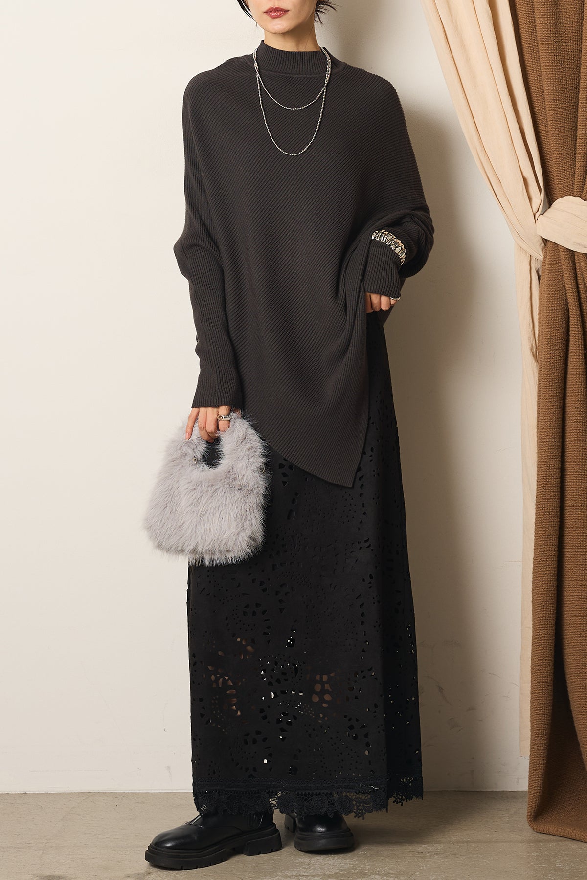 トップス 6450 大きいサイズ 5分袖綿混スラブカットソー重ね着風トップス 通販