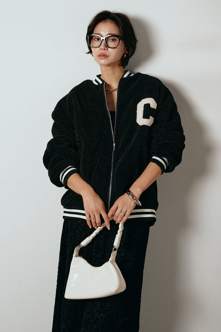 [SET]ロゴスタジャンボアブルゾン+花柄刺繍ベロアフレアスカート(2set)