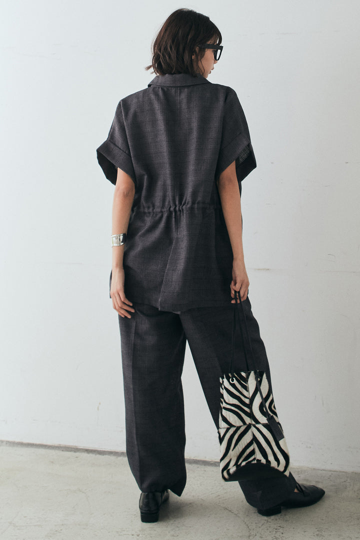 [SET]ツイードウエストドロストシャツ+ツイードタックパンツ(2set)