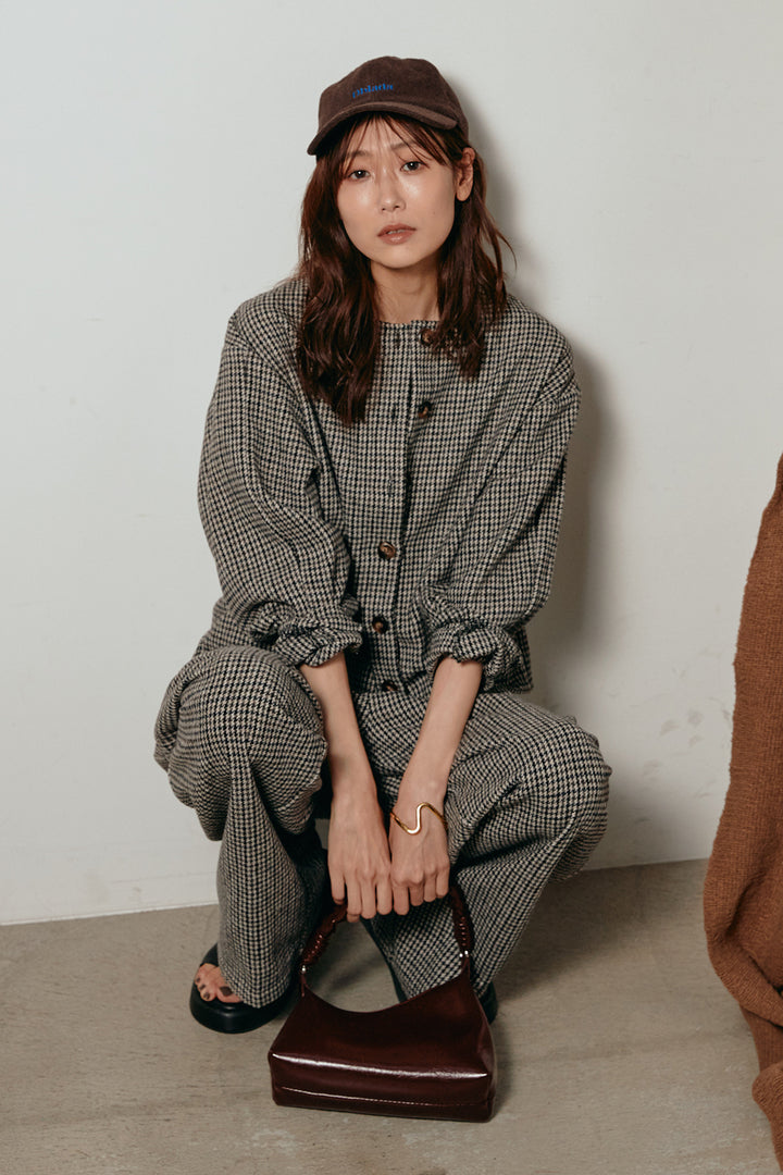 [SET]ノーカラーガンクラブチェックジャケット+ガンクラブチェックタックパンツ(2set)