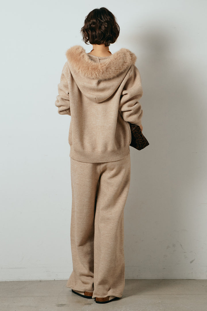 【着回しセット】[SET]ファー付きフーディーニットSETUP+ビッグカラーダブルジップニットSETUP(2set)