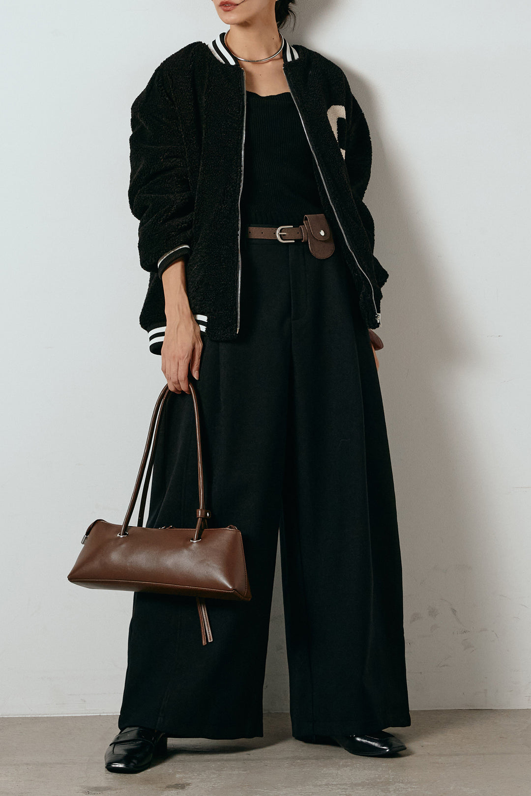 [SET]ロゴスタジャンボアブルゾン+ポーチベルト付きカーブパンツ(2set)