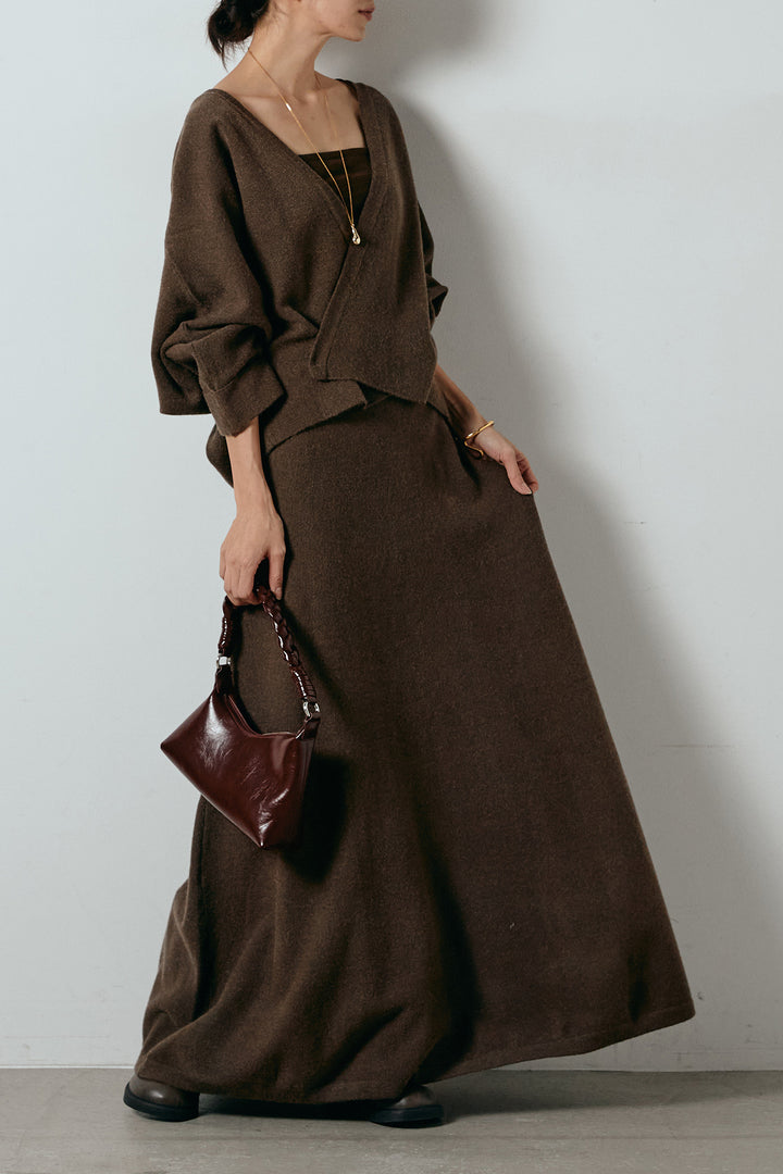 [SET]カシュクールニットカーディガン+ニットロングスカート(2set)