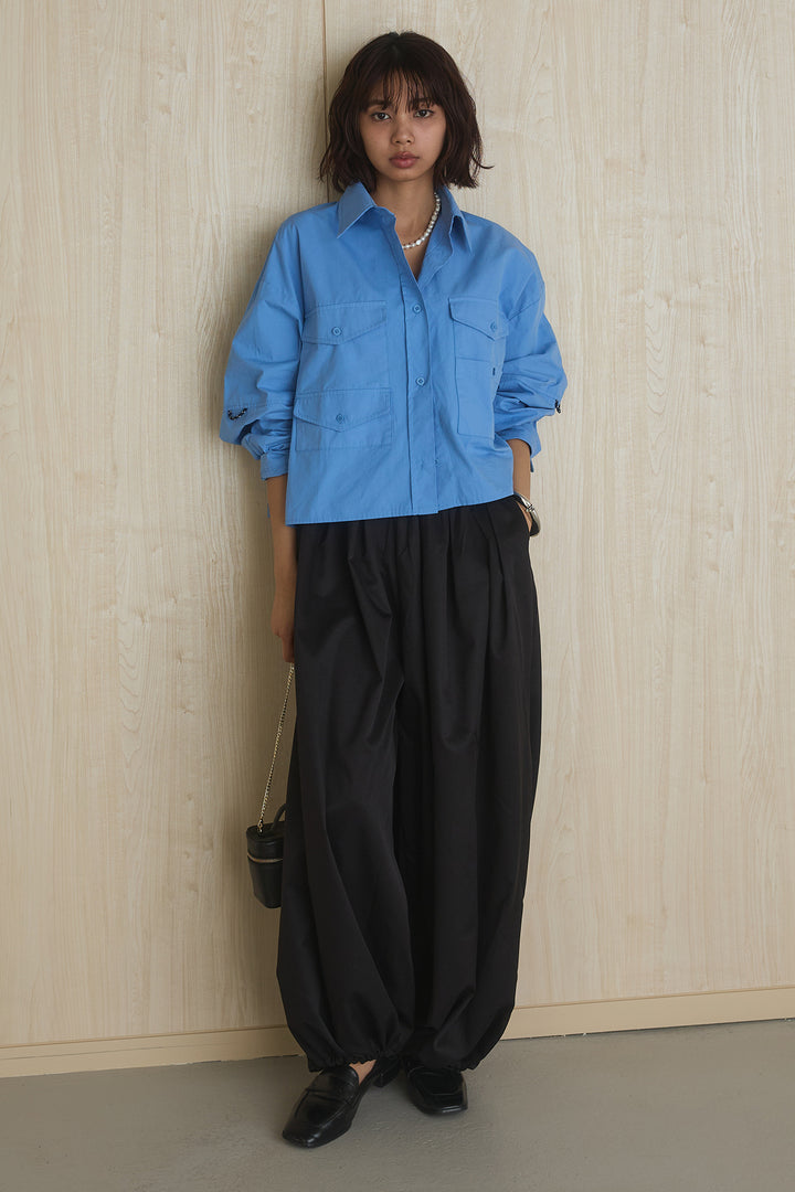 [SET]ビッグポケットシャツ+裾絞りワイドパンツ(2set)