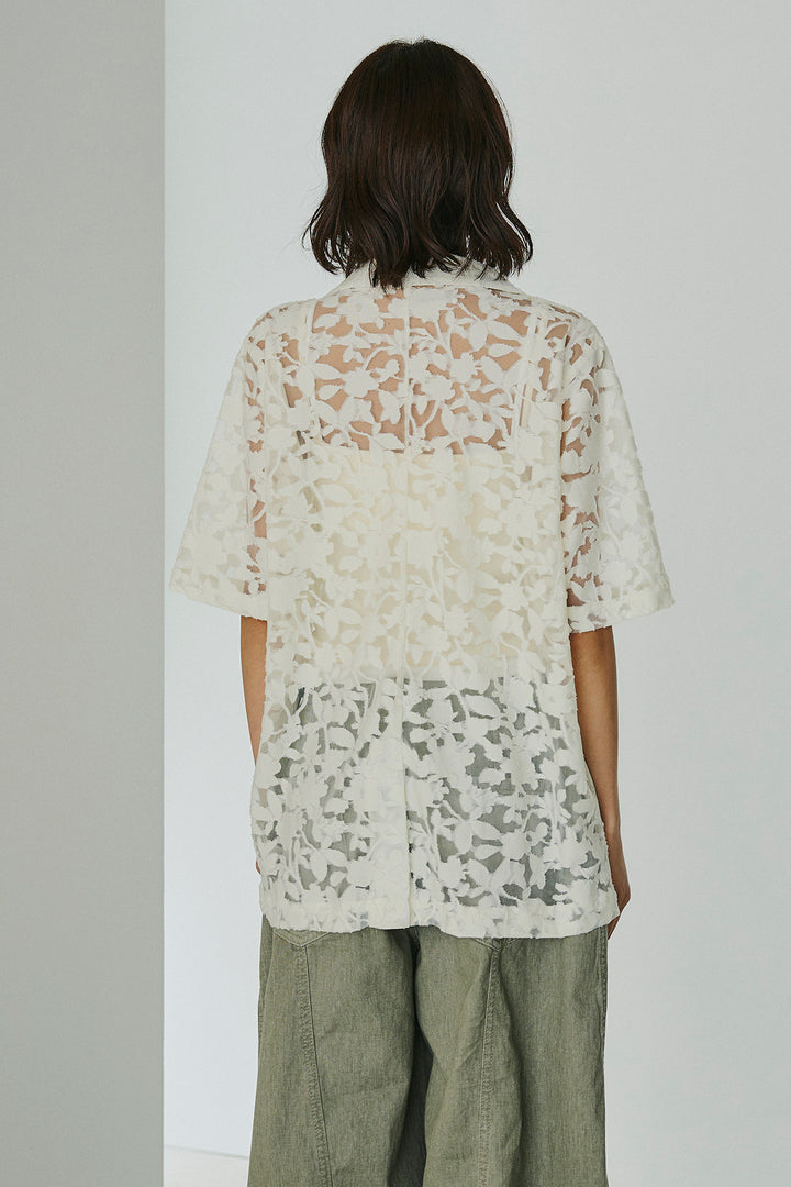 [SET]シアージャガードハーフスリーブテーラードジャケット+サテン切り替えデニムスカート(2set)