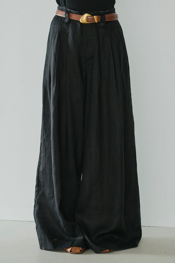 [SET]鍵編みフラワーレースカーディガン+タック入りワイドパンツ(2set)