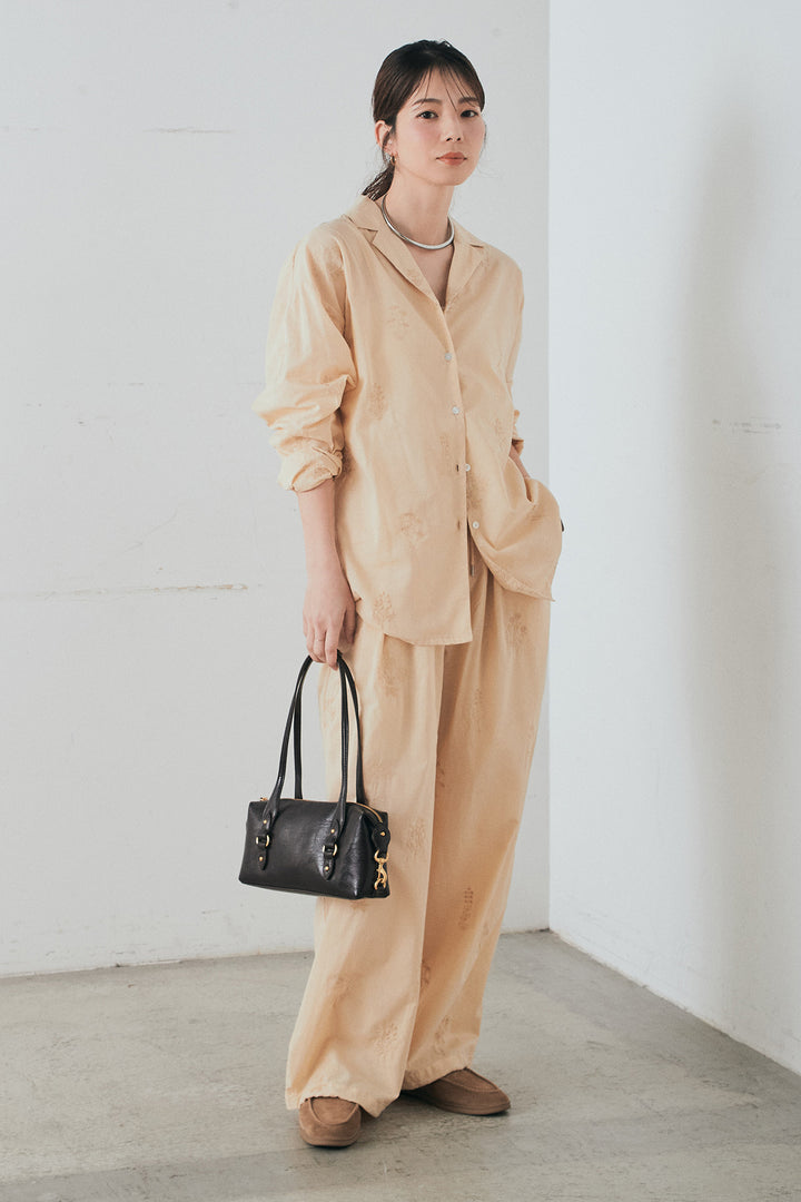 [SET]刺繍ローンオープンカラーシャツ+刺繍ローンタックイージーパンツ(2set)