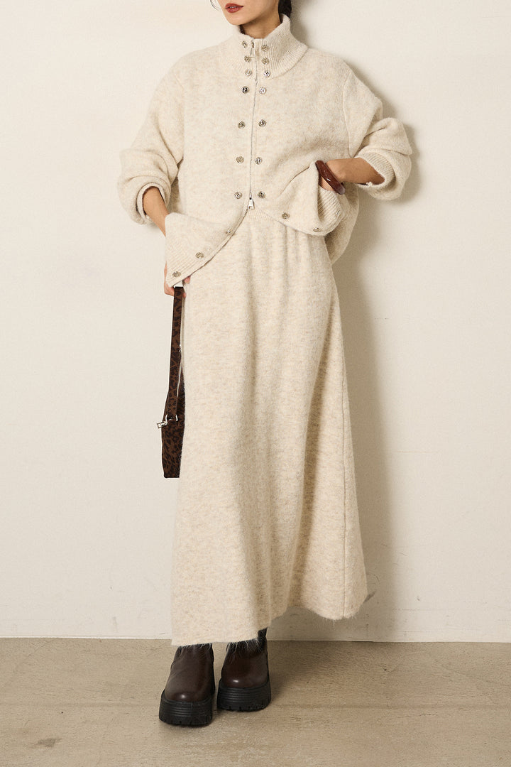 [SET]ハイネックメタルプレートニットスカートSETUP