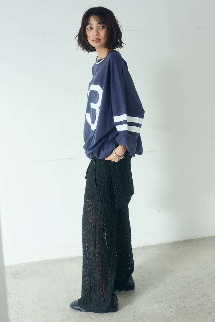 [SET]裾ドロストナンバービッグTシャツ+ストレッチレースパンツ＆ラップスカートセット(2set)