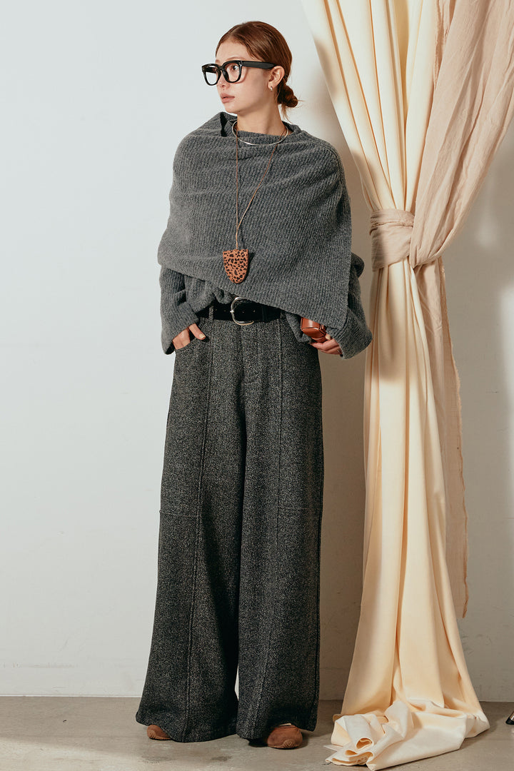 【着回しセット】[SET]ケープデザインリブニットトップス+ケープデザインリブニットトップス(2set)