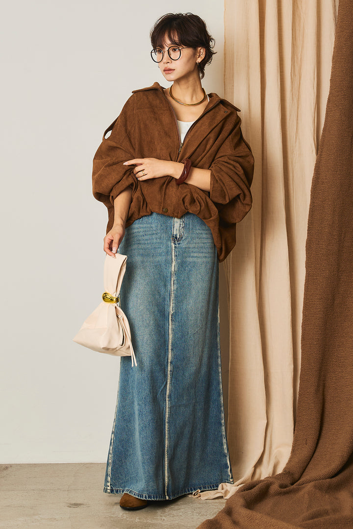 【即納】バルーンシルエットフェイクスエードブルゾン