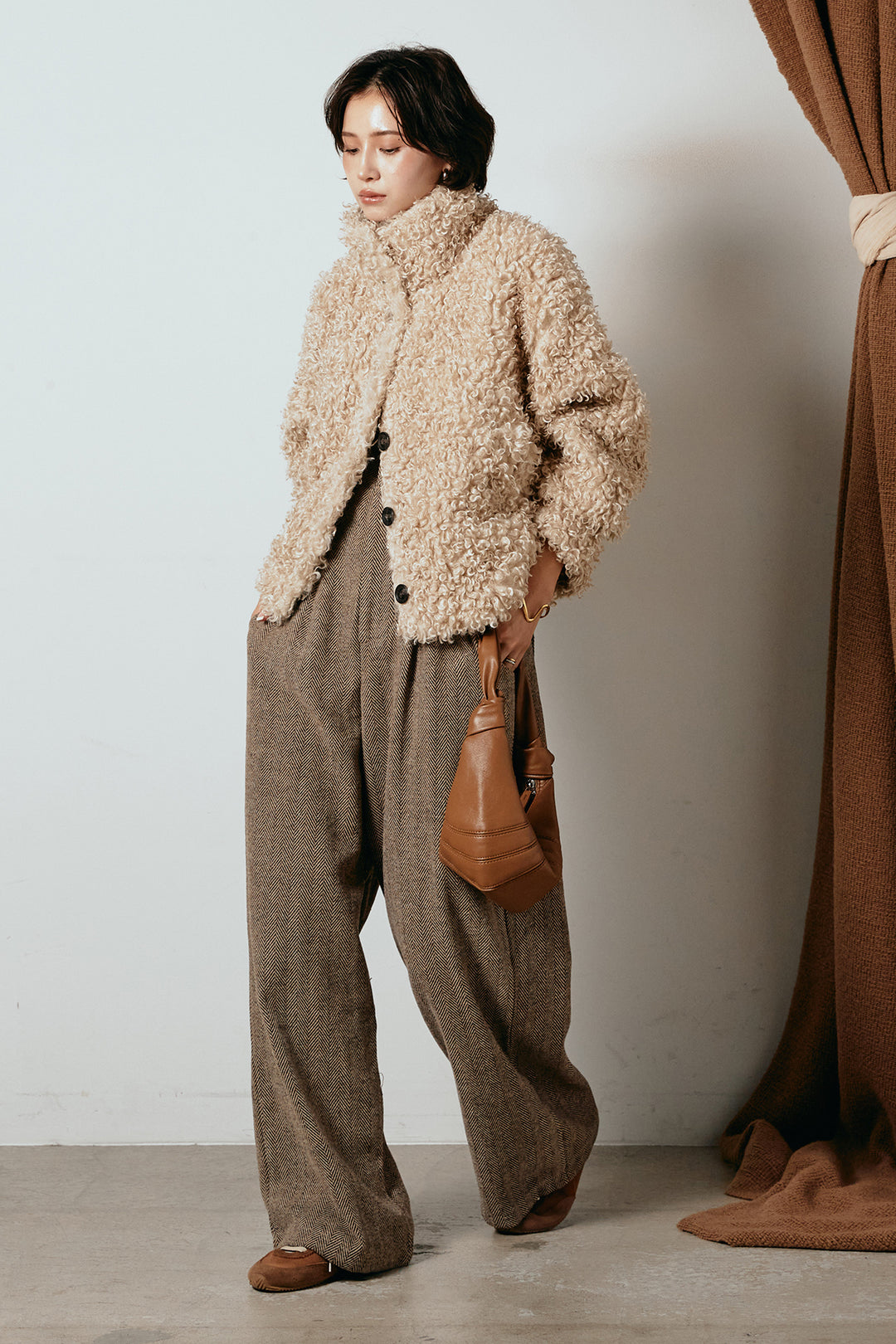 [SET]プードルファーミドルジャケット+クラシックヘリンボーンサロペット(2set)