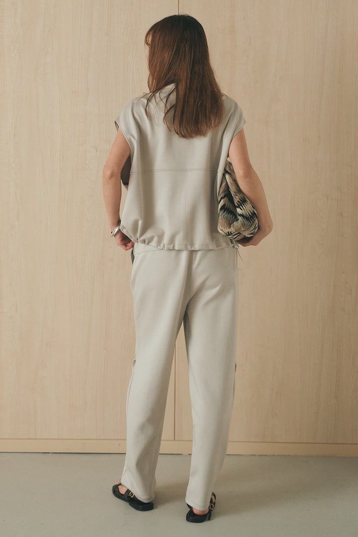 [SET]ボンディング生地ジップベスト+ボンディング生地コクーンパンツ(2set)