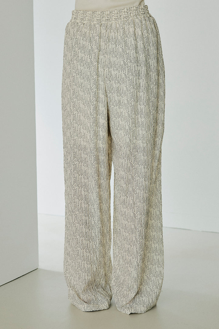 [SET]襟付き巻きデザインシャツ+シアーランダムドットラフパンツ(2set)