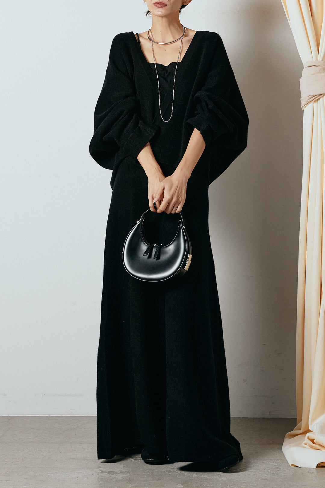 [SET]カシュクールニットカーディガン+ニットロングスカート(2set)