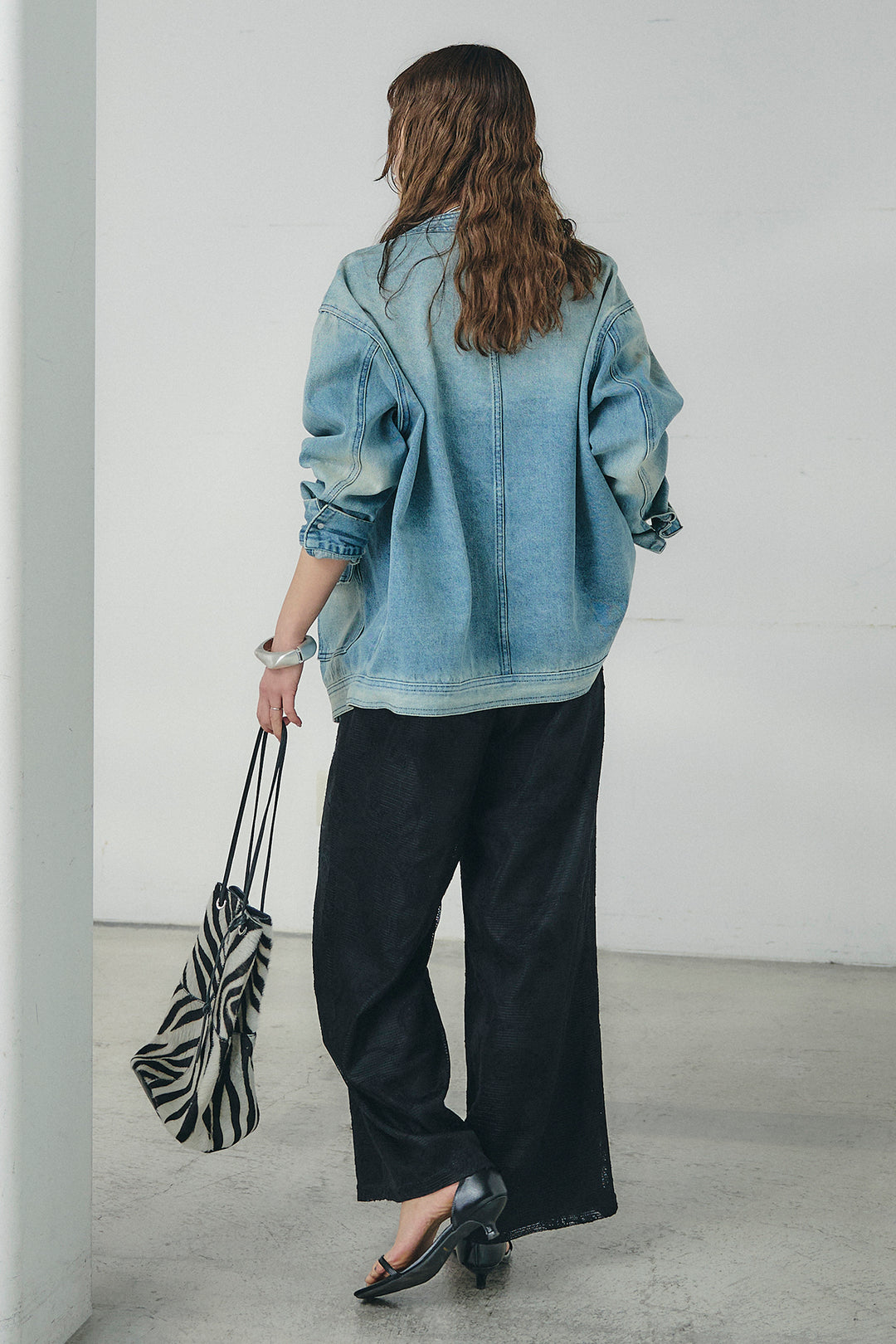 [SET]ノーカラーデニムポケットジャケット+レースサロペット(2set)