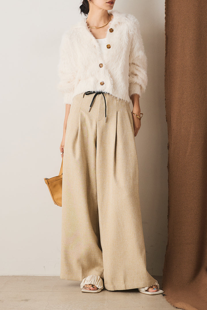 フェザーヤーン衿付きカーディガン